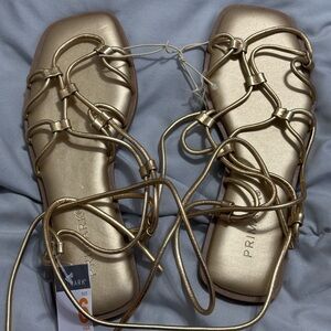 Primary gold strappy sandals